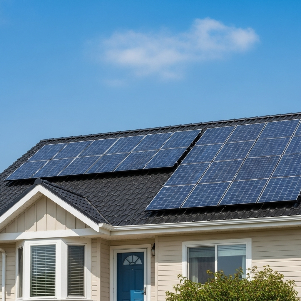 Maison équipée de panneaux solaires